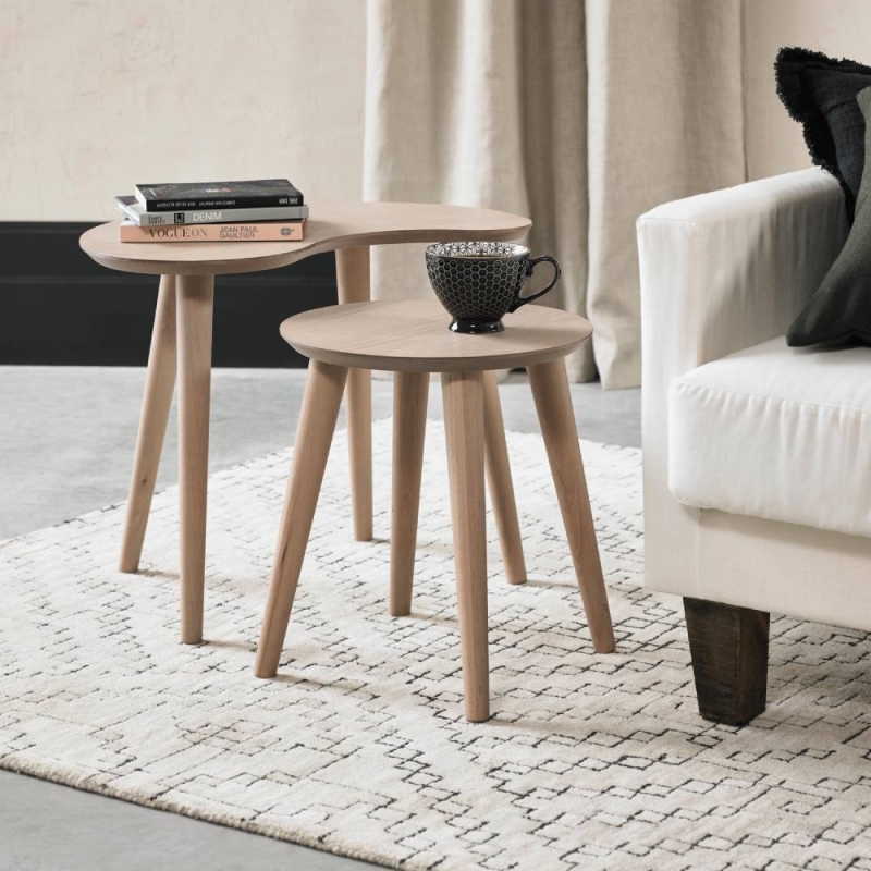 Darby Scandi Oak Nest of Lamp Tables