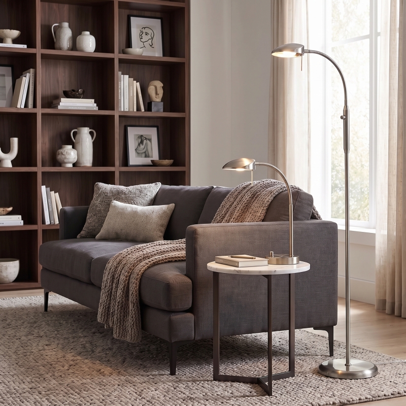 Studio LED Floor Lamp Brushed Steel