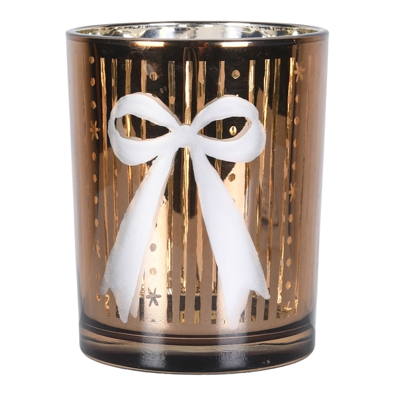 Engraved Bow Gold Candle Handle