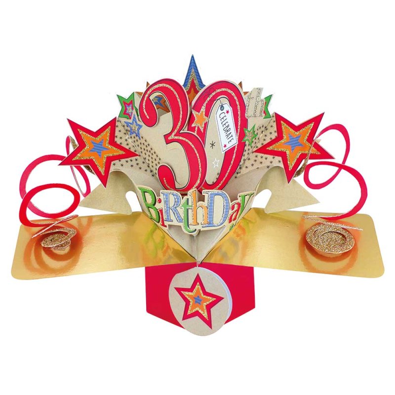 Stars Pop Up 30th Birthday Card