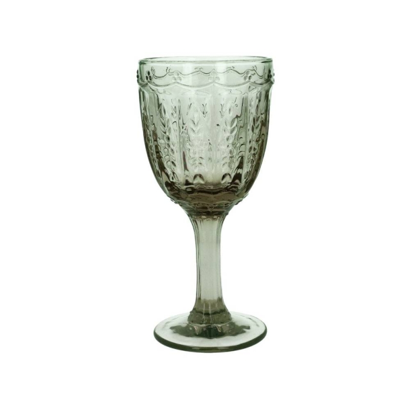 Gisela Graham Green Pressed Glass Wine Goblet