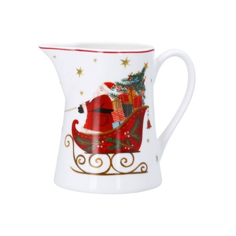 Gisela Graham Small Bone China Jug Nostalgia Sleigh