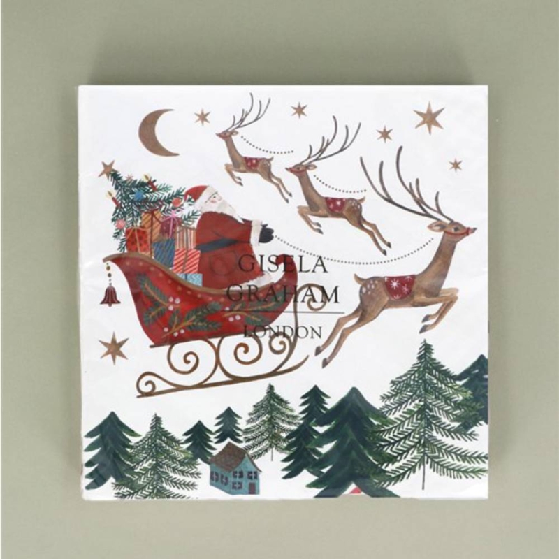 Gisela Graham Santa Sleigh Napkins - Pack of 20