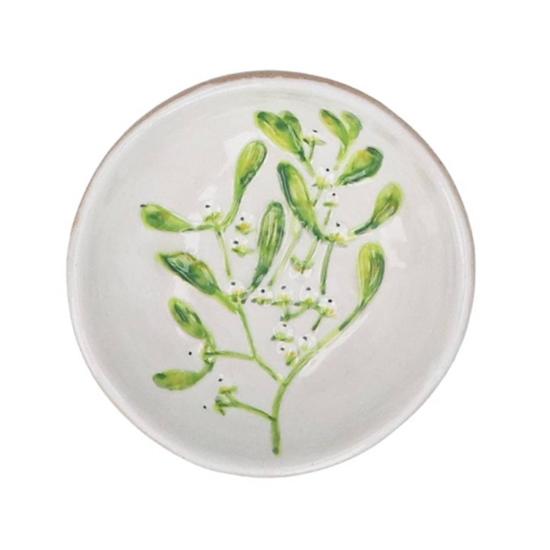 Gisela Graham Small Stoneware Mistletoe Bowl