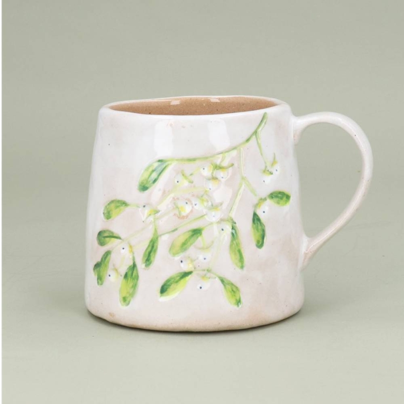 Gisela Graham Stoneware Mistletoe Mug