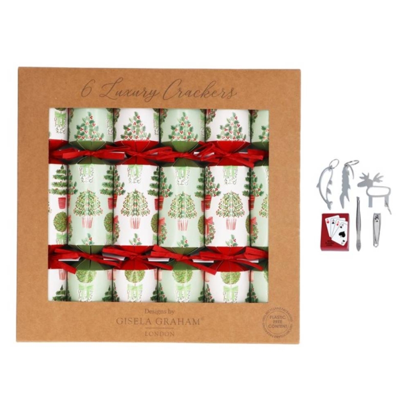 Gisela Graham Topiary Christmas Crackers - Box of 6