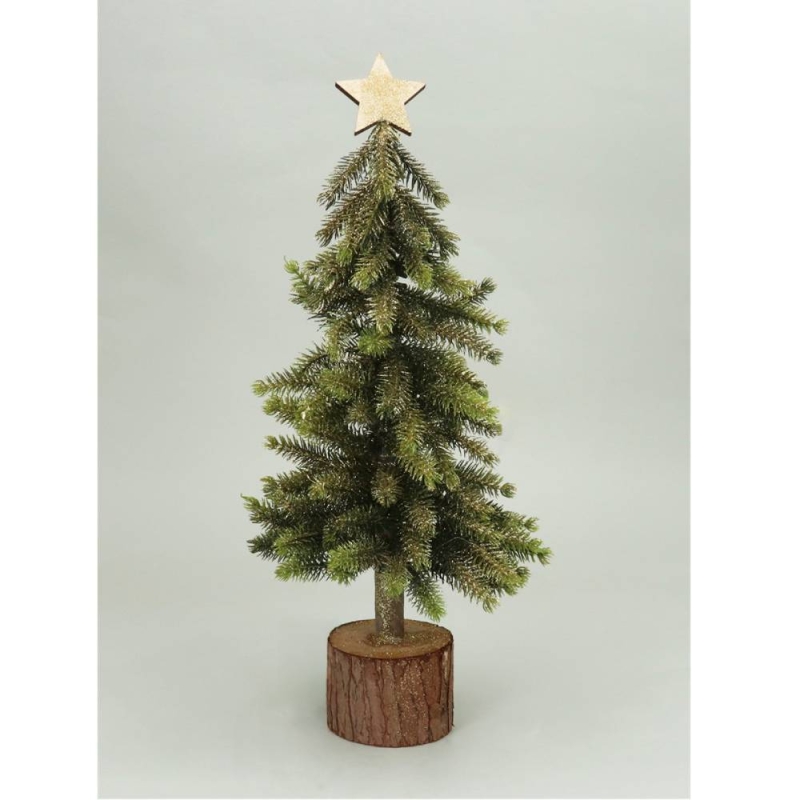 Gisela Graham Bristle Tree on log with Star - 39cm