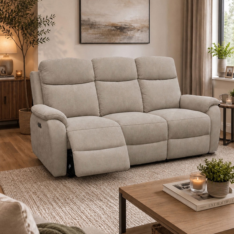 Kira 3 Seater Fabric Power Recliner Sofa