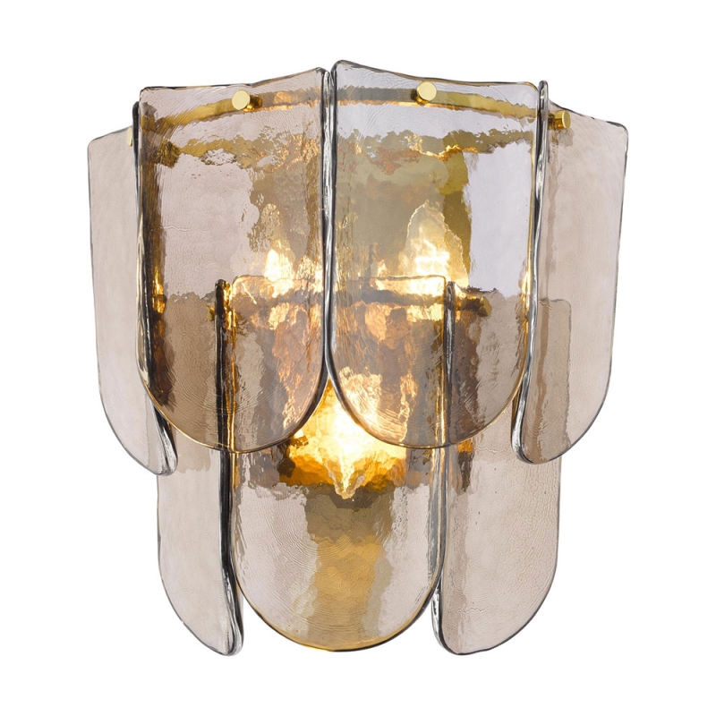 Dar Anielle 3 Light Wall Light Natural Brass & Tea Glass