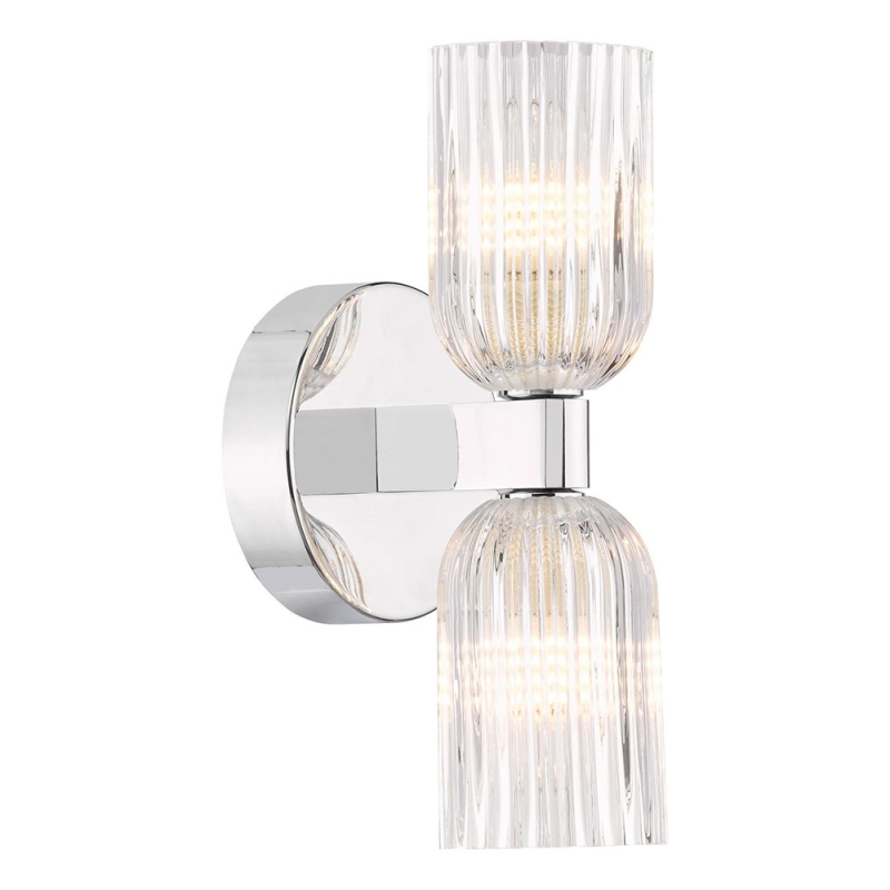 Dar Hilaria 2 Light Bathroom Wall Light Polished Chrome