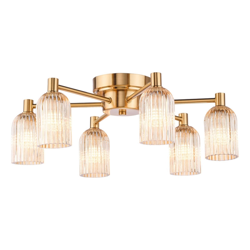 Dar Hilaria 6 Light Flush Antique Gold 