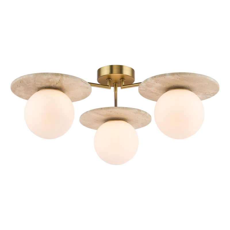 Dar Inaya 3 Light Semi-Flush Natural Brass