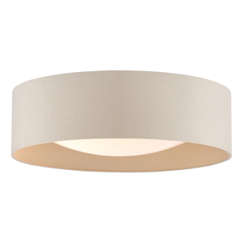 Dar Nysa 2 Light Flush 40cm Ecru Faux Silk