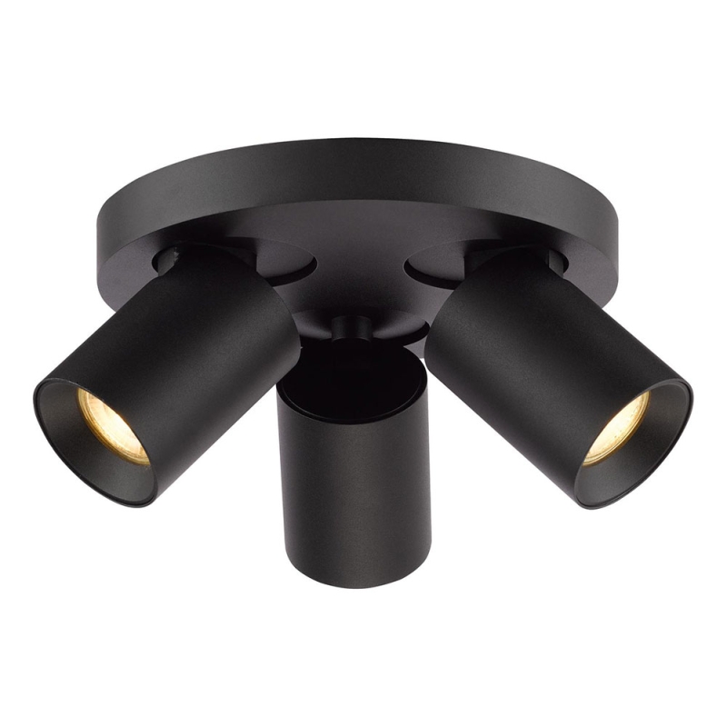 Dar Hiro 3 Light Plate Spotlight Matt Black