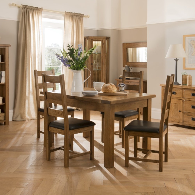 Snape Extending Dining Table 130-200cm & 4 Ladder Back Chairs Dark Oak