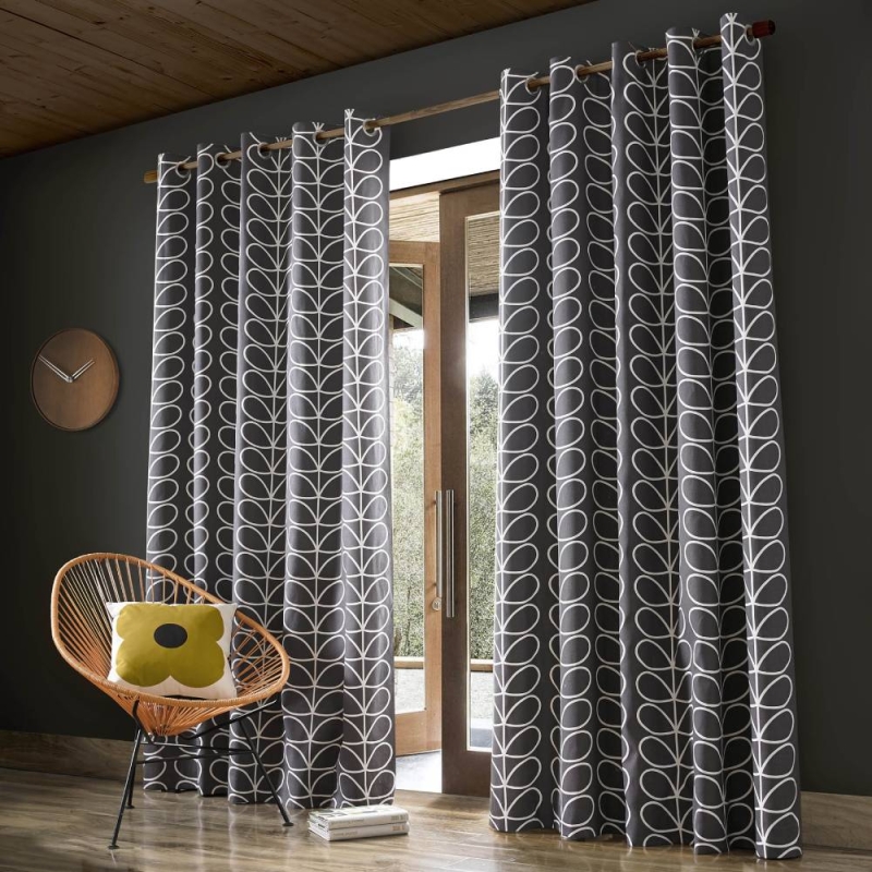 Linear Stem Charcoal Curtains