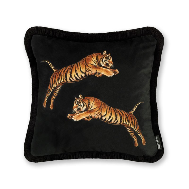 Pouncing Tiger Black 43cm Cushion