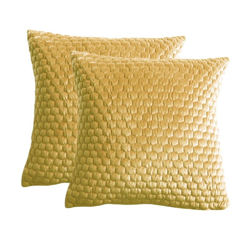 Honeycomb 45cm Cushions Ochre - 2 Pack
