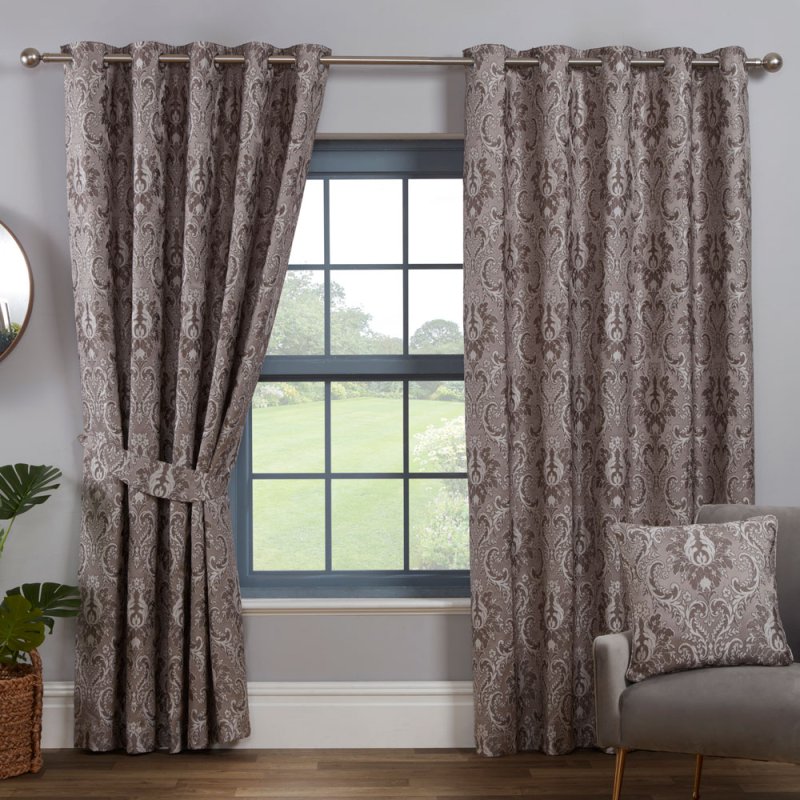 Tegola Eyelet Headed Curtains Lined Charcoal