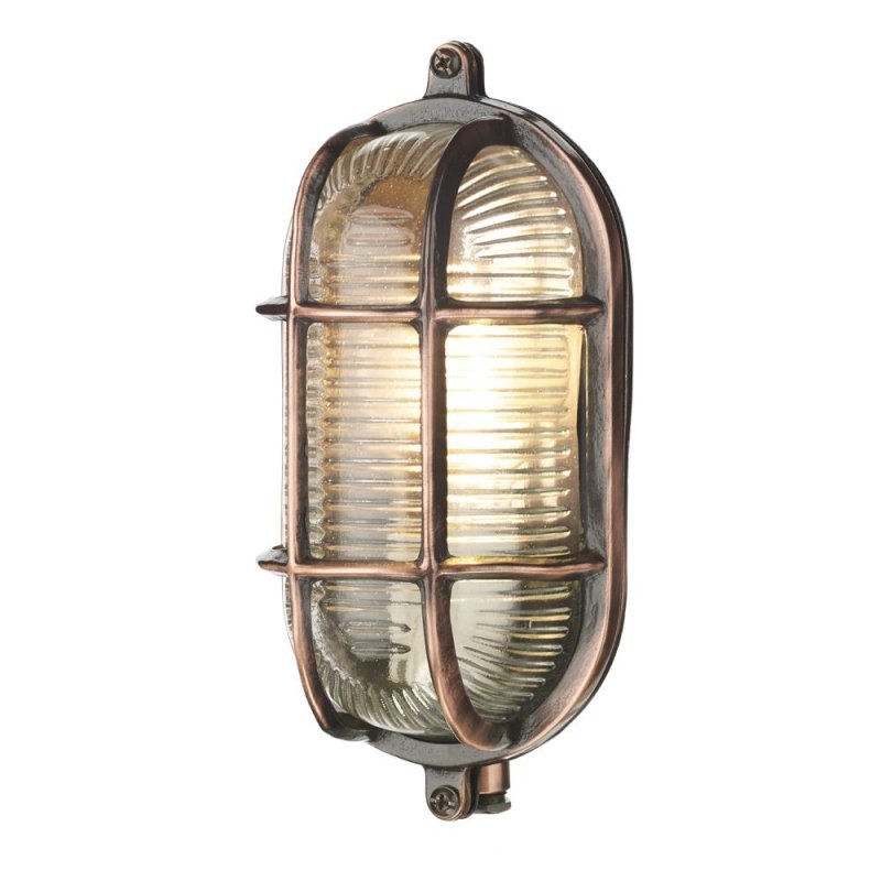 David Hunt Admiral Small Oval Outdoor Wall Light Antique Copper