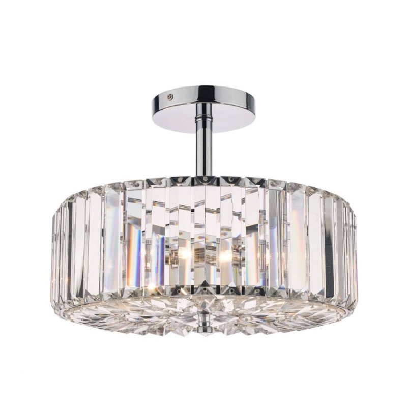 Laura Ashley Fernhurst 3lt Semi Flush Polished Chrome Glass