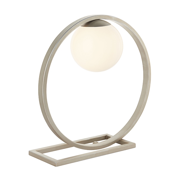 Genevieve Geometric Brushed Silver Table Lamp