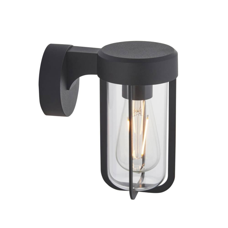 Matt Black & Clear Glass Wall Light