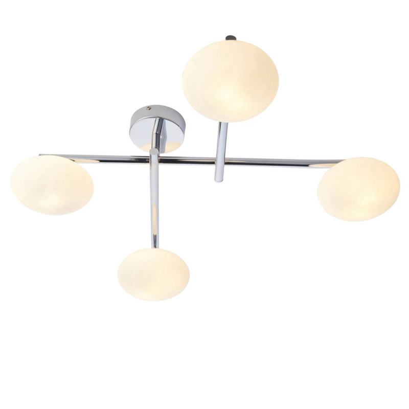 Chrome 4lt Semi Flush with Opal Glass Shades