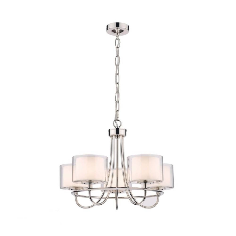 Laura Ashley Southwell 5lt Chandelier Polished Nickel & Glass Shades