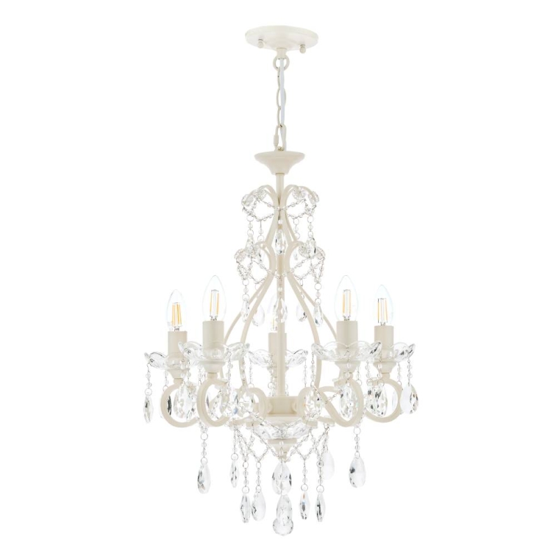 Laura Ashley Shamley 5lt Chandelier Matt White Glass