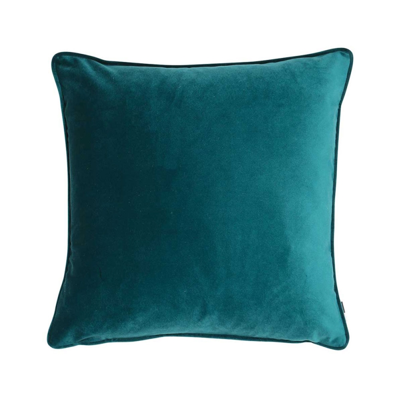 luxe velvet piped cushion teal