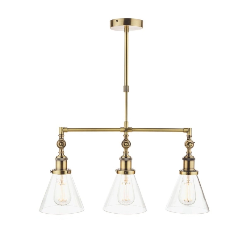 Laura Ashley Issac Antique Brass 3 light Bar Pendant 