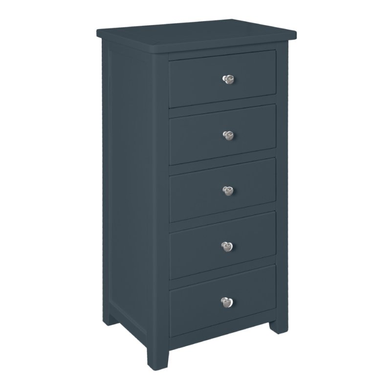 Hamilton 5 drawer narrow chest blue