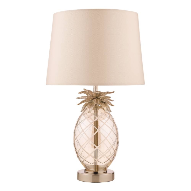 Laura Ashley Small Pineapple Glass Table Lamp With Taupe Shade 