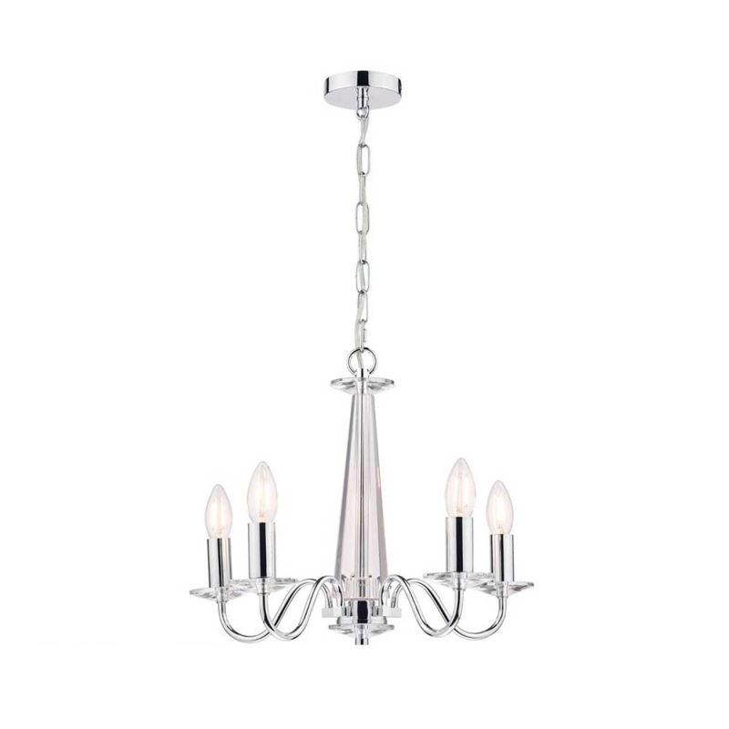 Laura Ashley Blake 5lt Cut Glass & Polished Chrome Chandelier 