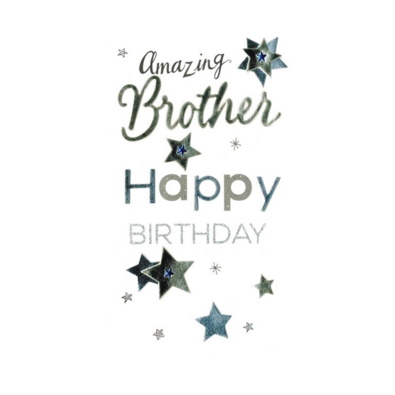 Brother - Text & Stars Birthday Card