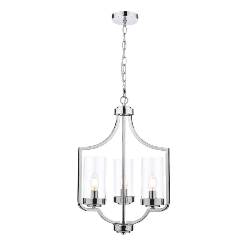 Laura Ashley Joseph 3lt Chandelier Polished Chrome Glass