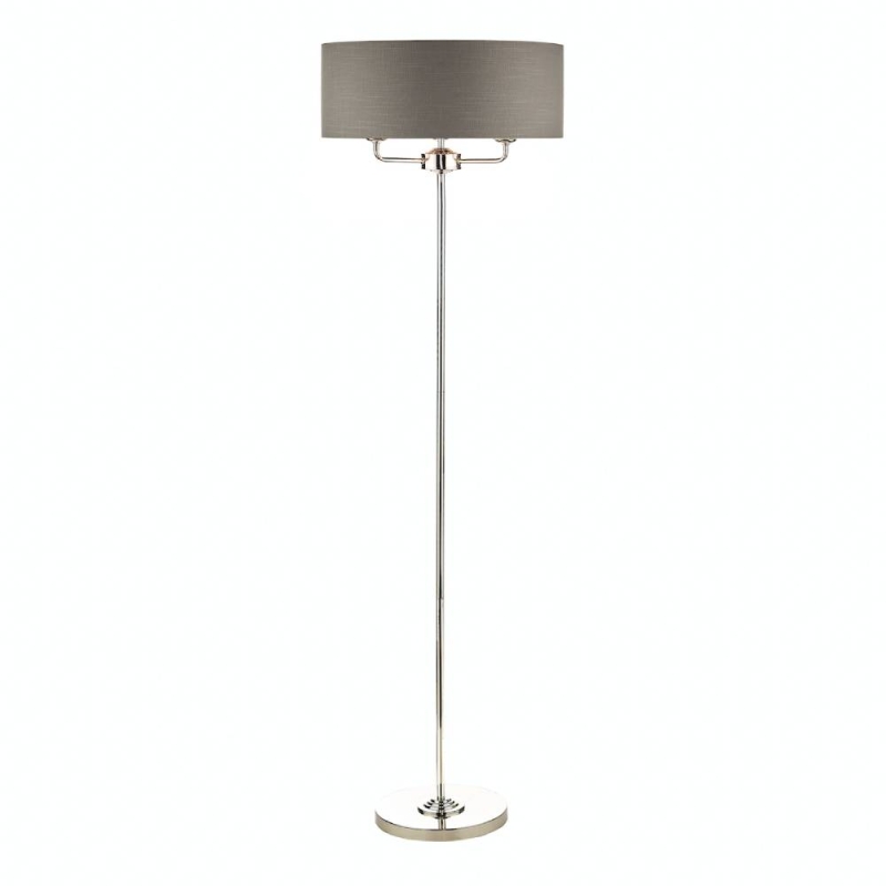 Laura Ashley Sorrento 3lt Floor Lamp Polished Nickel With Charcoal Shade