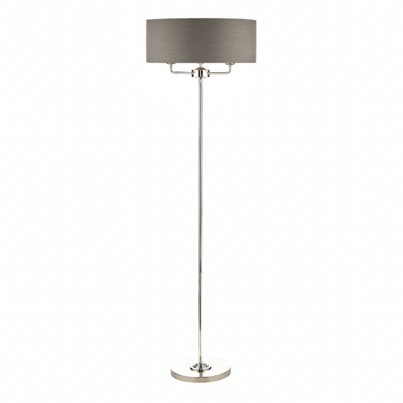 Laura Ashley Sorrento 3lt Floor Lamp Polished Nickel With Charcoal Shade