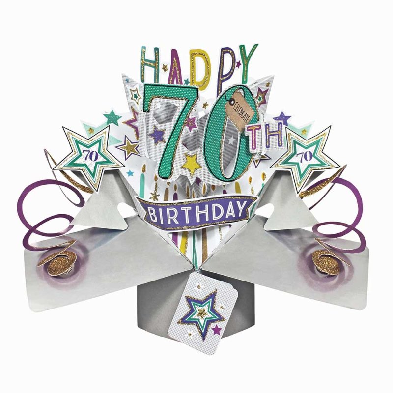 Stars Pop Up 70th Birthday Card
