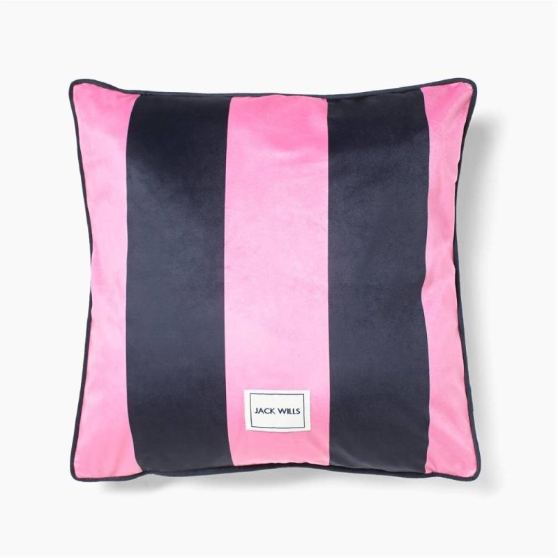 Jack Wills Heritage Stripe Cushion 45x45cm Navy-Pink