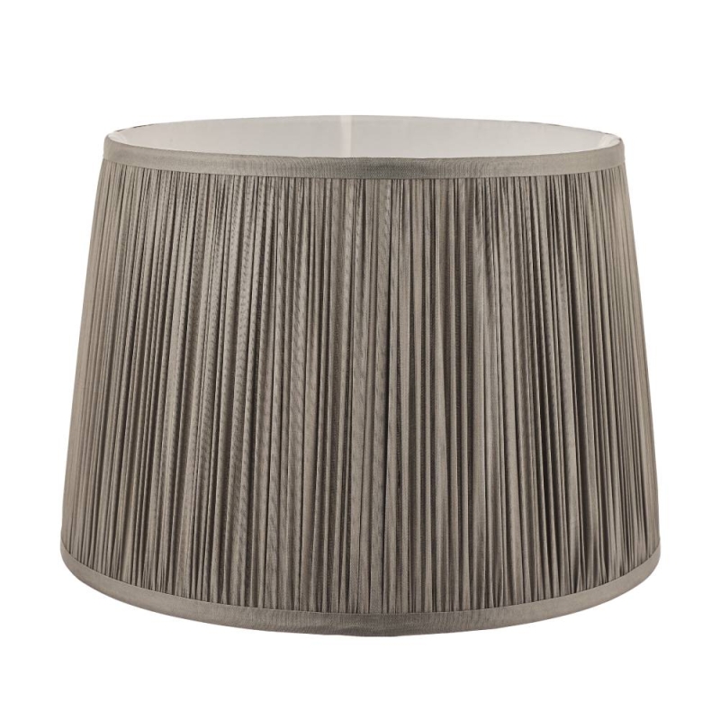 Laura Ashley Hemsley Pleated Silk Empire Drum Shade Grey 10 Inch