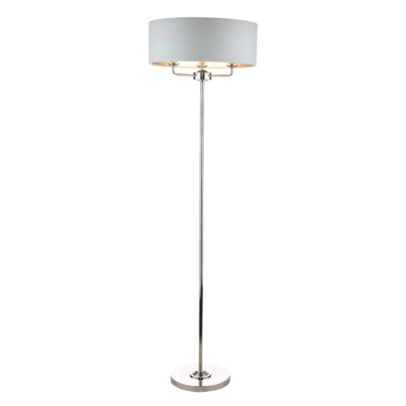 Laura Ashley Sorrento 3lt Floor Lamp Polished Nickel With Silver Shade