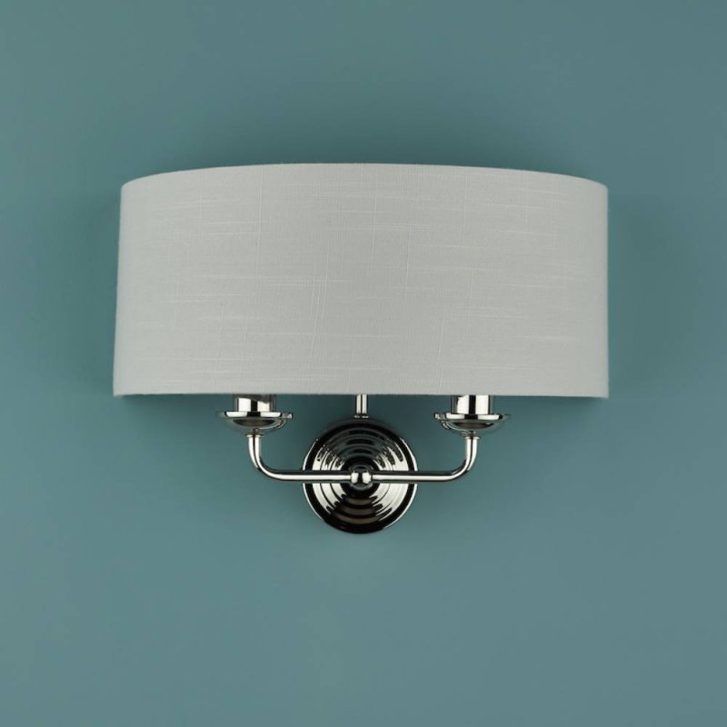 Laura Ashley Sorrento 2lt Wall Light Polished Nickel With Silver Shade