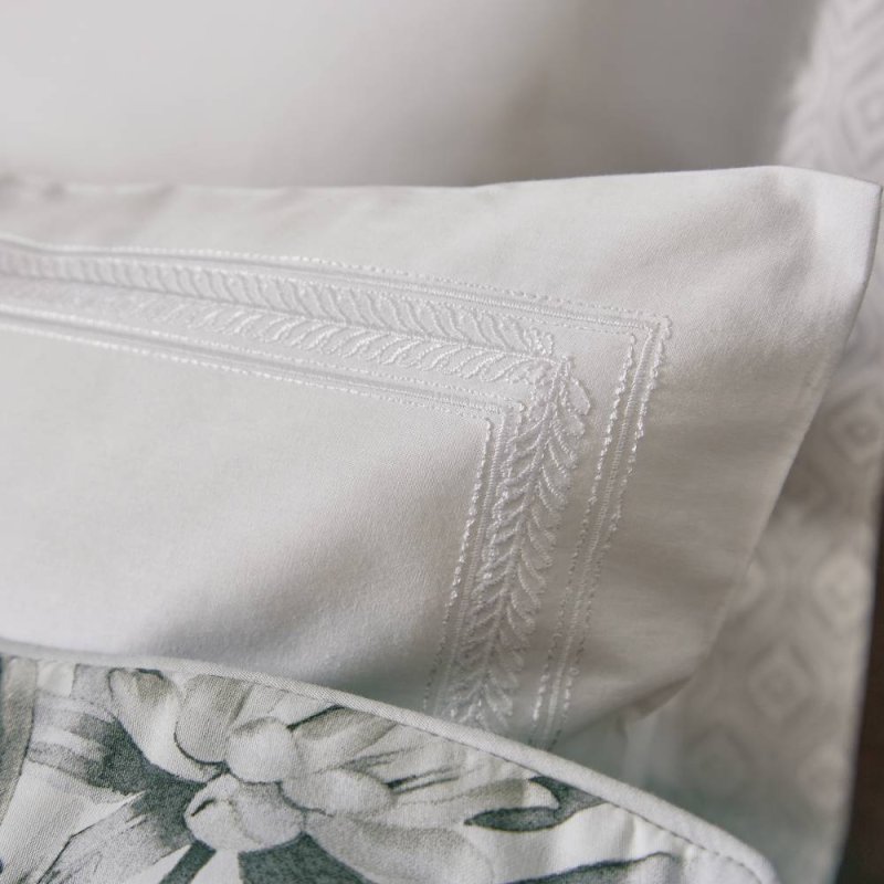 Sanderson King Protea & Paradesia Embroidered Oxford Pillowcase White Pairs