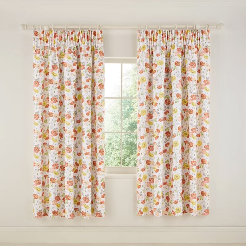 V&A Poppy Garden Lined Curtains 66 x 72"
