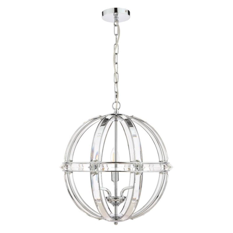 Laura Ashley Aidan Glass Polished Chrome 5 Light Globe Chandelier Glasswells