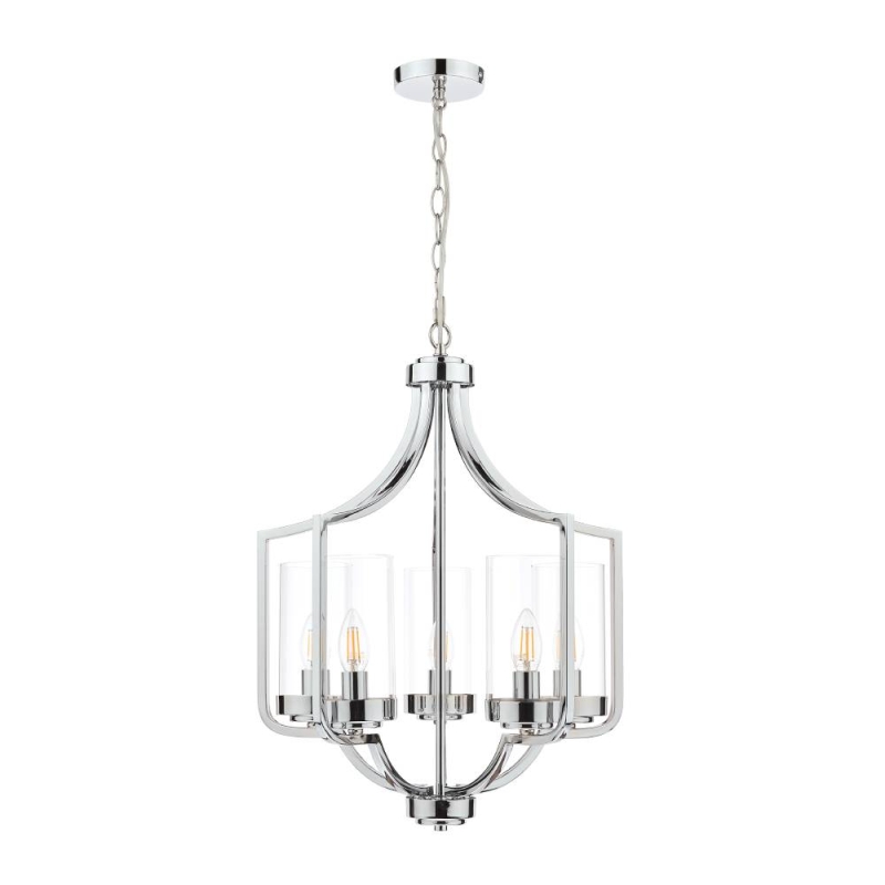 Laura Ashley Joseph 5lt Chandelier Polished Chrome Glass