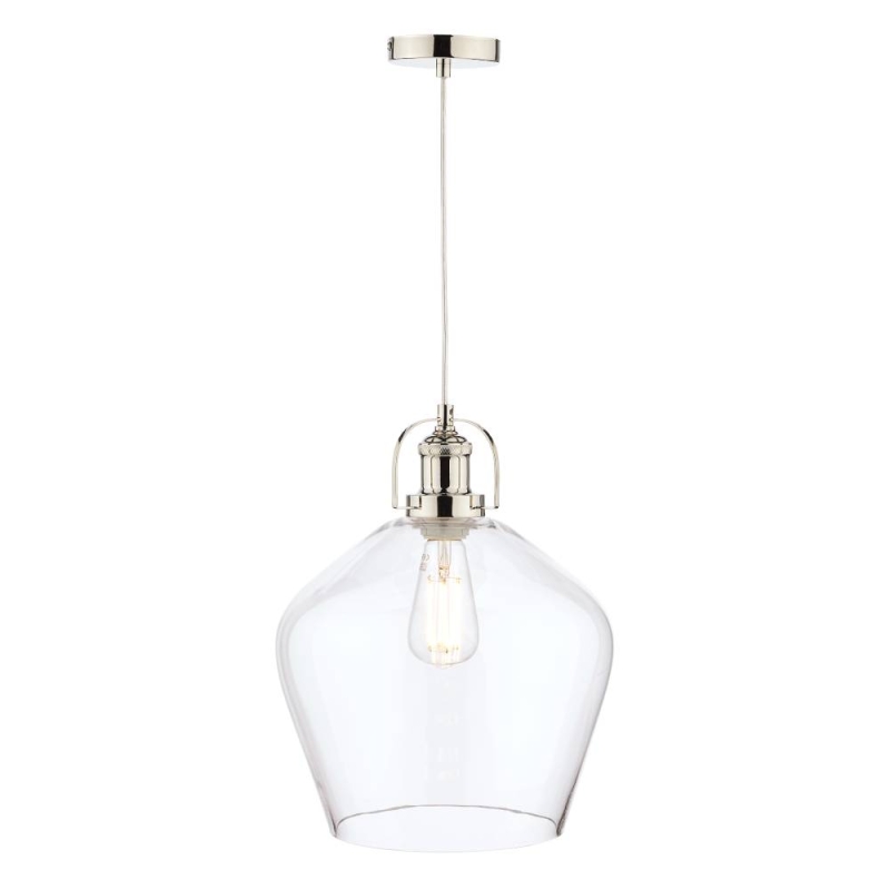 Laura Ashley Rye Polished Nickel & Clear Glass Pendant