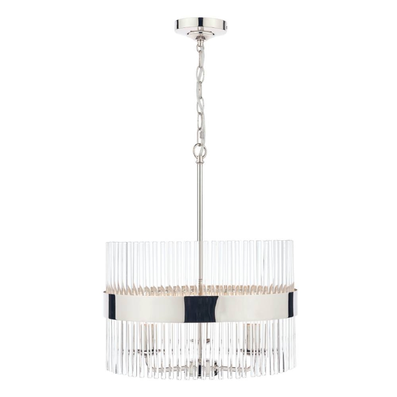 Laura Ashley Alexa 3lt Pendant Polished Nickel & Glass